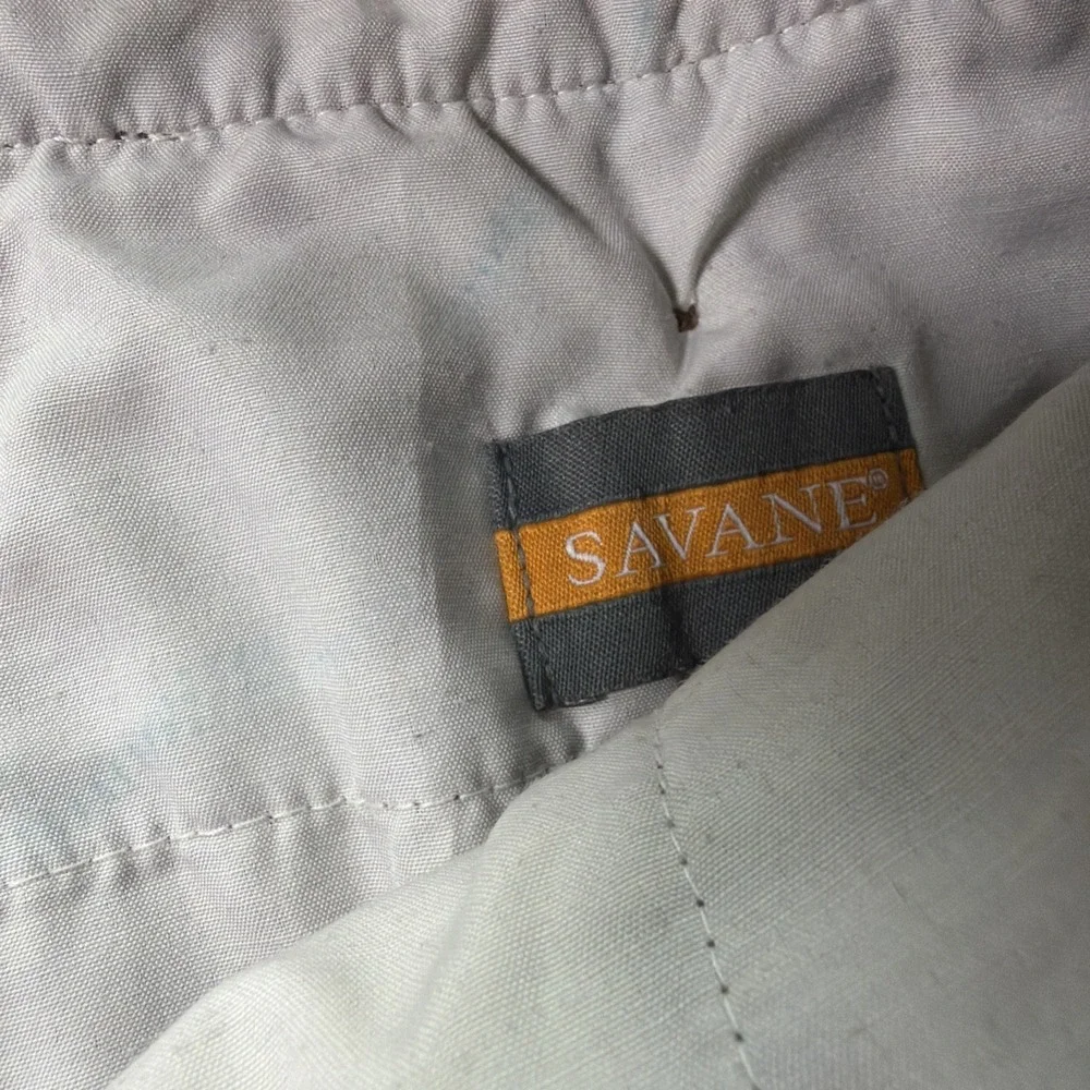 Savane Men's Green Chino Shorts Flat Front Cotton Zip Slash Pockets Solid Sz 42